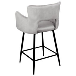 Beliani Set Of 2 Bar Chairs Sanilac Velvet Light Grey - thumbnail 5