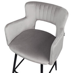 Beliani Set Of 2 Bar Chairs Sanilac Velvet Light Grey - thumbnail 6