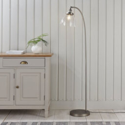 Floor Lamp Light - Brushed Silver Paint & Clear Glass - 40W E27 - Standing - thumbnail 3