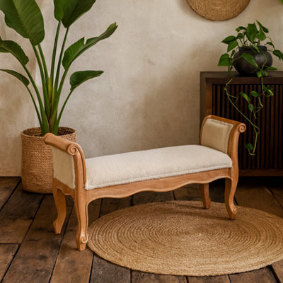 Wyld Haus Tahala Cream Bouclé Bench With Cabriole Legs - image 1