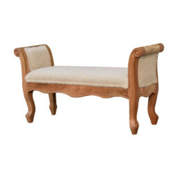 Wyld Haus Tahala Cream Bouclé Bench With Cabriole Legs - thumbnail 3
