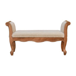 Wyld Haus Tahala Cream Bouclé Bench With Cabriole Legs - thumbnail 2