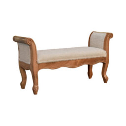Wyld Haus Tahala Cream Bouclé Bench With Cabriole Legs - thumbnail 4