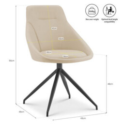 Bravich Lisbon Faux Leather Swivel Cream Dining Chair - thumbnail 7