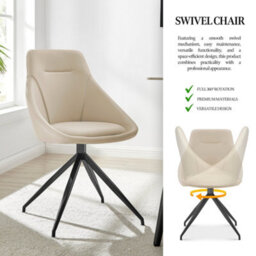 Bravich Lisbon Faux Leather Swivel Cream Dining Chair - thumbnail 2