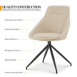 Bravich Lisbon Faux Leather Swivel Cream Dining Chair - thumbnail 8