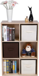 LEDREM Bookcase, Wooden Bookshelf With 6 Compartments, Floor Standing Storage Unit For Files, Decor, In Study, Living Room, Bedroom - thumbnail 3