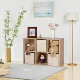 LEDREM Bookcase, Wooden Bookshelf With 6 Compartments, Floor Standing Storage Unit For Files, Decor, In Study, Living Room, Bedroom - thumbnail 9