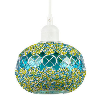 Happy Homewares Glass Globe Mosaic Ceiling Pendant Lighting Shade With Rounded Shape - image 1