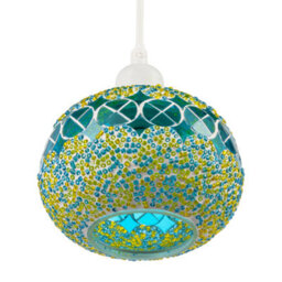 Happy Homewares Glass Globe Mosaic Ceiling Pendant Lighting Shade With Rounded Shape - thumbnail 4