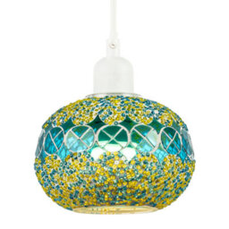 Happy Homewares Glass Globe Mosaic Ceiling Pendant Lighting Shade With Rounded Shape - thumbnail 2