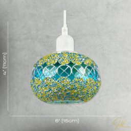 Happy Homewares Glass Globe Mosaic Ceiling Pendant Lighting Shade With Rounded Shape - thumbnail 7