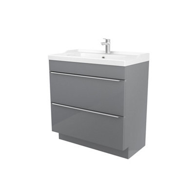 GoodHome Imandra Grey Freestanding Vanity Unit & Basin Set - Includes Lana Basin (W)804mm