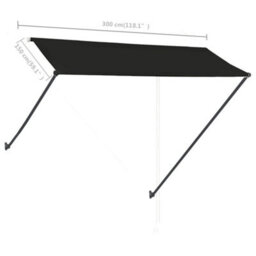 Berkfield Retractable Awning With Led 300X150 Cm Anthracite - thumbnail 9