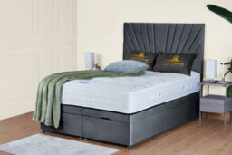 UKBEDFURNITURE Sunrise Plush Steel End Opening Divan Ottoman Bed With 54 Inch Headboard