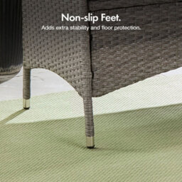 Vonhaus Rattan Love Seat For Garden, Grey Pe Wicker Outdoor Jack And Jill Seat For 2 People With Glass Tabletop For Patio, Terrace - thumbnail 6