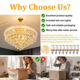 Vrygle 61Cm Empire Style Crystal Chandelier Gold 9 Lights Large Flush Mount Chandelier For Living Room Staircase - thumbnail 6
