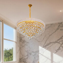 Vrygle 61Cm Empire Style Crystal Chandelier Gold 9 Lights Large Flush Mount Chandelier For Living Room Staircase - thumbnail 7