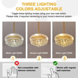 Vrygle 61Cm Empire Style Crystal Chandelier Gold 9 Lights Large Flush Mount Chandelier For Living Room Staircase - thumbnail 3