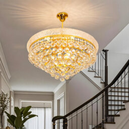 Vrygle 61Cm Empire Style Crystal Chandelier Gold 9 Lights Large Flush Mount Chandelier For Living Room Staircase - thumbnail 1