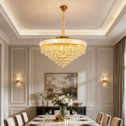 Vrygle 61Cm Empire Style Crystal Chandelier Gold 9 Lights Large Flush Mount Chandelier For Living Room Staircase - thumbnail 8