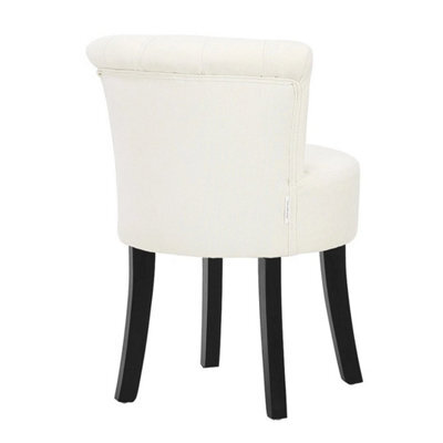 Accent Linen Vanity Stool Dressing Table Chair Bedroom Makeup Chair W/ Backrest - image 1