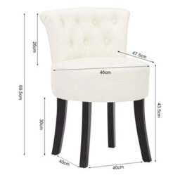 Accent Linen Vanity Stool Dressing Table Chair Bedroom Makeup Chair W/ Backrest - thumbnail 2