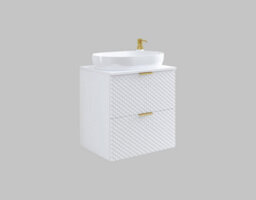 Arte Laura 47 Floating Vanity Unit H630mm W600mm D490mm - White Finish - thumbnail 3