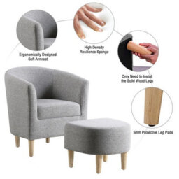 Modern Upholstered Accent Sofa Chair Armchair Leisure Single Sofa With Footstool - thumbnail 6