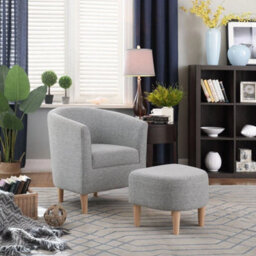 Modern Upholstered Accent Sofa Chair Armchair Leisure Single Sofa With Footstool - thumbnail 4