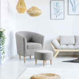 Modern Upholstered Accent Sofa Chair Armchair Leisure Single Sofa With Footstool - thumbnail 3