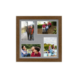 AK Frames 12X12 Dark Oak Modern Multi Photo Frame With Mid Grey Mount - Holds 4 Apertures (4X) 6X4 Photos