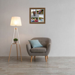AK Frames 12X12 Dark Oak Modern Multi Photo Frame With Mid Grey Mount - Holds 4 Apertures (4X) 6X4 Photos - thumbnail 3