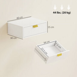 Homcom Floating Nightstands Set Of 2 Bedside Tables W/ Wave Drawer White - thumbnail 3