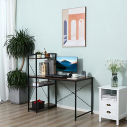 Wyld Haus Ledo 120Cm Rustic Brown And Black Reversible Industrial Desk With Side Shelving - thumbnail 8