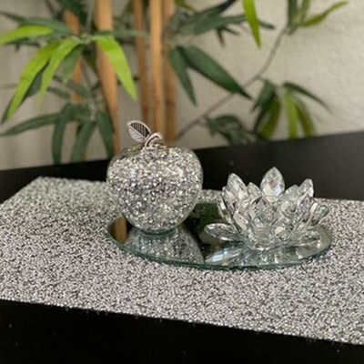 Biznest Sparkly Bling Crushed Diamond Crystal Filled Apple Shape Tealight Candle Holder