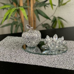 Biznest Sparkly Bling Crushed Diamond Crystal Filled Apple Shape Tealight Candle Holder