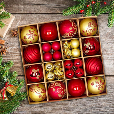 Amorly 44Pcs Colourful Shatterproof Plastic Christmas Baubles, Hanging Ball Ornaments, Practical Decor Supplies For Xmas Tree And Holiday - image 1
