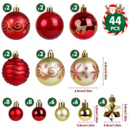Amorly 44Pcs Colourful Shatterproof Plastic Christmas Baubles, Hanging Ball Ornaments, Practical Decor Supplies For Xmas Tree And Holiday - thumbnail 2