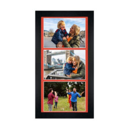 AK Frames 16X8 Black Modern Multi Photo Frame With Poppy Red Mount - Holds 3 Apertures (3X) 7X5 Photos