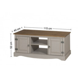 Mercers Furniture Corona Grey Wax 2 Door Media Unit 1 Shelf Tv Cabinet Solid Pine With Mexican Styling - thumbnail 6