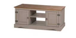 Mercers Furniture Corona Grey Wax 2 Door Media Unit 1 Shelf Tv Cabinet Solid Pine With Mexican Styling - thumbnail 2