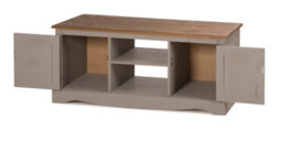 Mercers Furniture Corona Grey Wax 2 Door Media Unit 1 Shelf Tv Cabinet Solid Pine With Mexican Styling - thumbnail 3