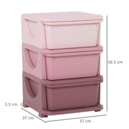 Homcom Kids Storage Units With Drawers 3 Tier Chest Vertical Dresser Tower - thumbnail 3