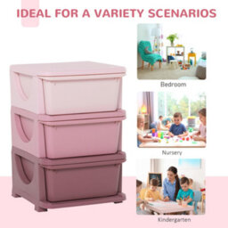 Homcom Kids Storage Units With Drawers 3 Tier Chest Vertical Dresser Tower - thumbnail 7