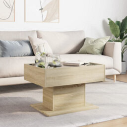 Walplus Coffee Table With Led Sonoma Oak 70X50X45 Cm Engineered Wood - thumbnail 4