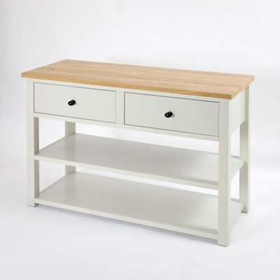 Homestylestore 1215mm Antique White And Oak Bathroom Vanity Unit With Black Round Handles - image 1