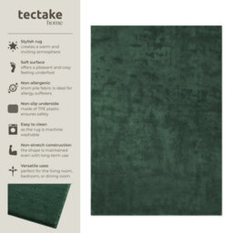 Tectake Rug Zonelle Short Pile And Ultra-Soft Carpet In Rectangular Or Round Design 160 X 230 Cm - Green - thumbnail 2