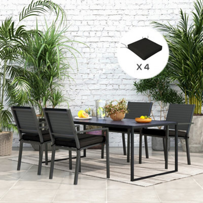 Outsunny Set Of 4 Outdoor Seat Cushion With Ties, For Patio Furniture, Black - image 1