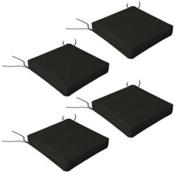 Outsunny Set Of 4 Outdoor Seat Cushion With Ties, For Patio Furniture, Black - thumbnail 2